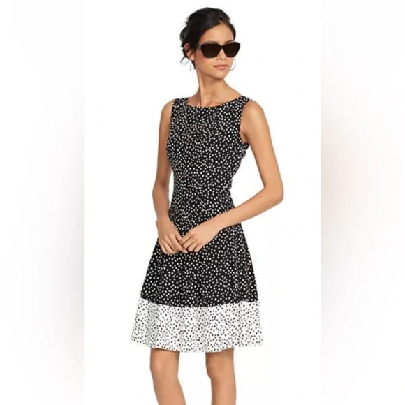 Lauren Ralph Lauren Black White Polka Dot Fit & Flare Dress Womens Size‎ 6 (172) - Picture 1 of 6